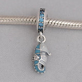 S925 Silver Tropical Seahorse Pendant Charm Enamel