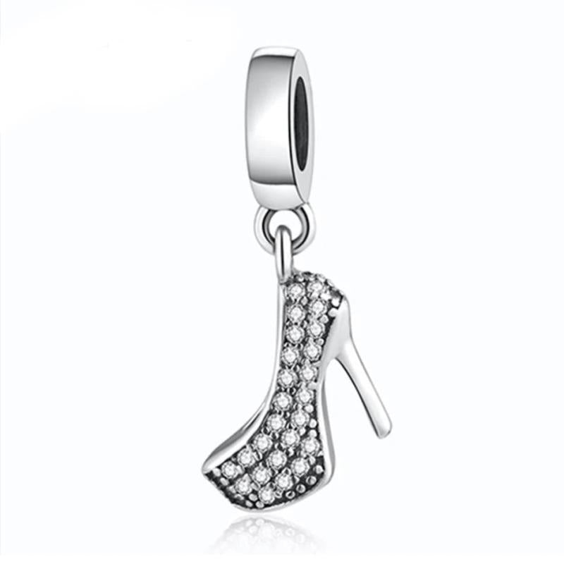 Sparkling Stiletto Shoe Dangle Charm for Lady Bracelet Bangle