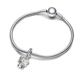 925 Sterling Silver Snowflake Snowglobe Charm Bead for Bracelet Pendant