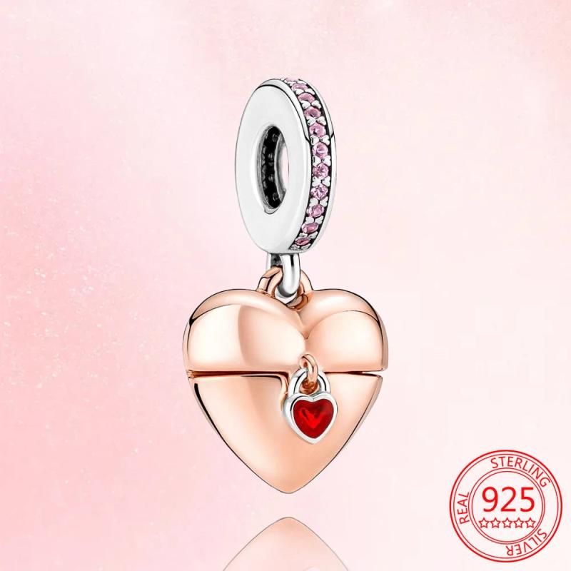 925 Silver Love Confession Heart Box Charm DIY Jewelry