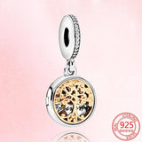 925 Silver Double Golden Tree Charm for Bracelet Necklace Pendant