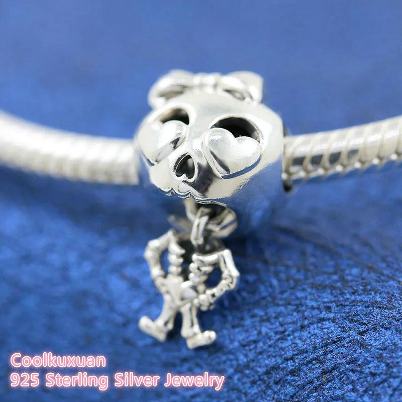 925 Sterling Silver Skeleton Girl Charm Bead for Bracelets