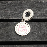S925 Silver Cat Lady Dangle Charm for DIY Jewelry
