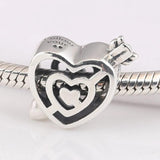 Girls Bracelet Bead Path to Love Arrow Heart Charms Lady Bangle Silver DIY Jewel