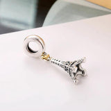 Eiffel Tower Golden Heart Charm for Lady Bracelet Bangle