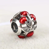 Pink Enamel Cherry Charm Bead for Bracelets