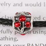 Pink Enamel Cherry Charm Bead for Bracelets