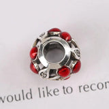 Pink Enamel Cherry Charm Bead for Bracelets