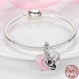 925 Sterling Silver Couple Cats Charm Beads for Bracelet Pendant
