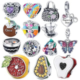 Silver 925 Endless Love Champagne Charm Beads CZ DIY Jewelry