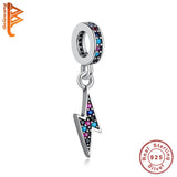 925 Sterling Silver Lightning Charm Multicolor CZ Beads DIY Jewelry