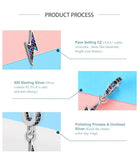 925 Sterling Silver Lightning Charm Multicolor CZ Beads DIY Jewelry