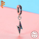 925 Sterling Silver Lightning Charm Multicolor CZ Beads DIY Jewelry