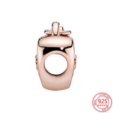 925 Silver Hollow Love Lock with Key Charm Women Rose Jewelry Gift