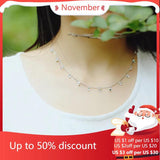 925 Silver Round Zircon Necklace Pendant for Women Lady Gift