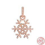 925 Silver Snowflake Pendant Zircon DIY Rose Charm Bracelet Beads