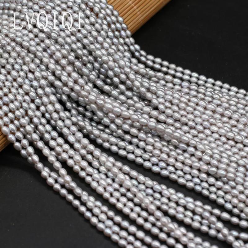 Gray Rice Freshwater Pearl Beads for DIY Jewelry Making