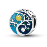 925 Sterling Silver Bracelet Charm Bead Oil Painting Pattern Woman Jewelry