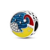 925 Sterling Silver Bracelet Charm Bead Oil Painting Pattern Woman Jewelry