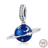 925 Silver Moon & Star Charms Beads for Women Silver Bracelet DIY Jewelry