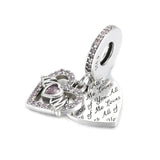 S925 Heart & Mum Dangle Charm for Bracelet Bangle