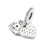 S925 Heart & Mum Dangle Charm for Bracelet Bangle
