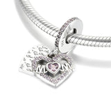 S925 Heart & Mum Dangle Charm for Bracelet Bangle