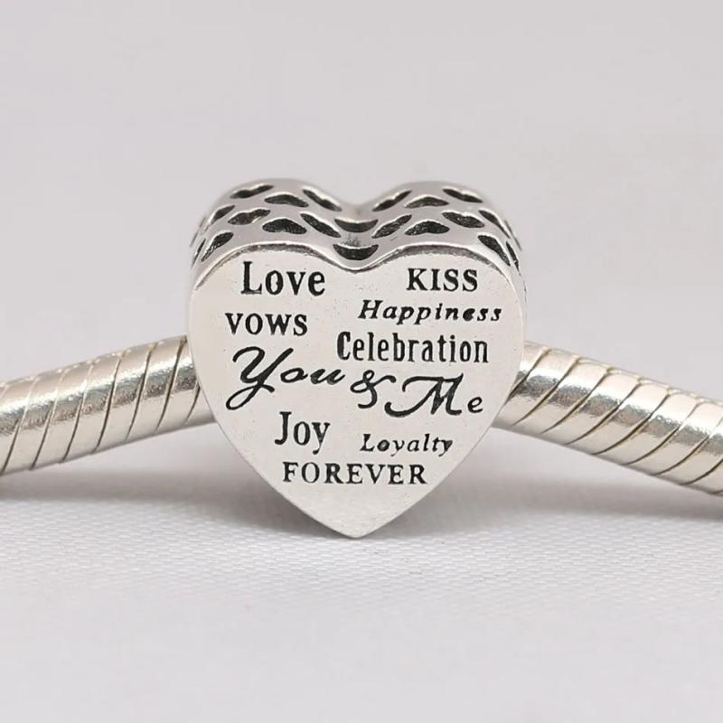 S925 Silver Celebration Love Heart Bead for Bracelet Bangle DIY Jewelry