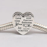 S925 Silver Celebration Love Heart Bead for Bracelet Bangle DIY Jewelry