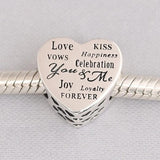 S925 Silver Celebration Love Heart Bead for Bracelet Bangle DIY Jewelry