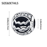 Plata Charms of Ley Silver Round Twelve Constellation Series Charm Bead