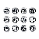 Plata Charms of Ley Silver Round Twelve Constellation Series Charm Bead