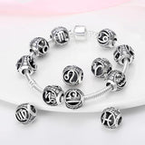 Plata Charms of Ley Silver Round Twelve Constellation Series Charm Bead