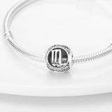 Plata Charms of Ley Silver Round Twelve Constellation Series Charm Bead