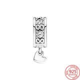 925 Silver Family Always Pave Clip Charm for Bracelets