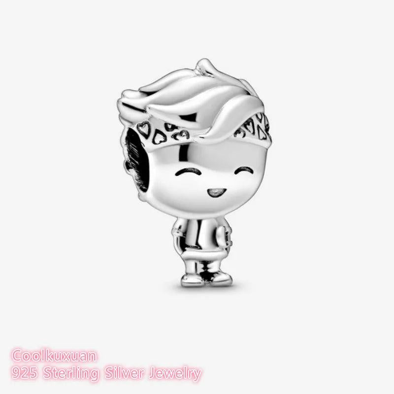 Mother's 100% Sterling Silver Boy Teenager Charm Beads for Bracelets