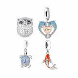 925 Silver Owl Dolphin Fish Bead for Charm Bracelet DIY