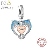 925 Silver Owl Dolphin Fish Bead for Charm Bracelet DIY