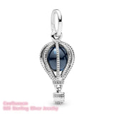 925 Silver Hot Air Balloon Dangle Charm Blue