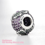 925 Silver Glorious Bloom Multi-Colored CZ Charm Bead Bracelet Jewelry