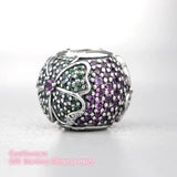 925 Silver Glorious Bloom Multi-Colored CZ Charm Bead Bracelet Jewelry