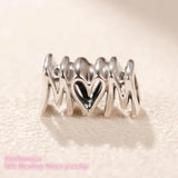 925 Sterling Silver Mom Script Charm Bead for Bracelets