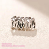 925 Sterling Silver Mom Script Charm Bead for Bracelets
