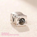 925 Sterling Silver Mom Script Charm Bead for Bracelets