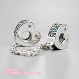 Spring 925 Silver Multi-Colored Safety Chain Multi-Colored CZ & Crystals