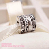 Autumn 925 Silver Spinning Hearts Logo Charm, Clear CZ Beads for Bracelet