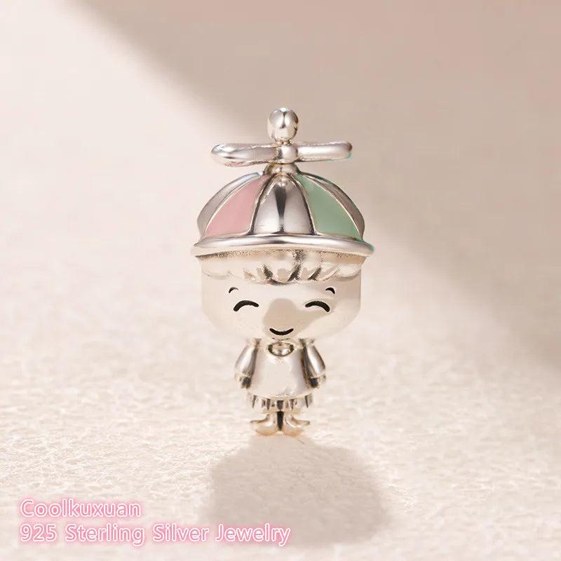 925 Sterling Silver Propeller Hat Boy Charm Bead for Bracelets