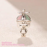 925 Sterling Silver Propeller Hat Boy Charm Bead for Bracelets