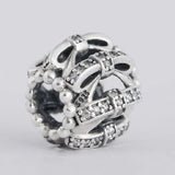 Clear CZ Bow-knot Charm Bead 925 Sterling Silver Christmas Bow Bead