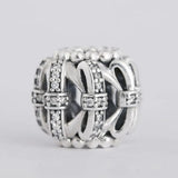 Clear CZ Bow-knot Charm Bead 925 Sterling Silver Christmas Bow Bead